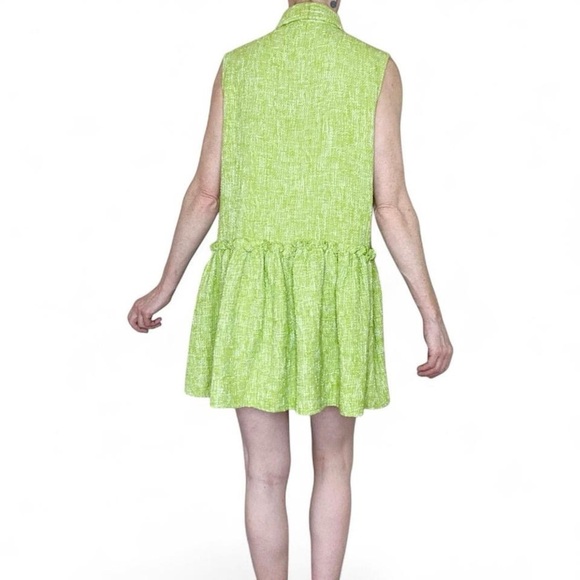 Zara Green Textured Sleeveless Preppy Mini Dress - Picture 4 of 8